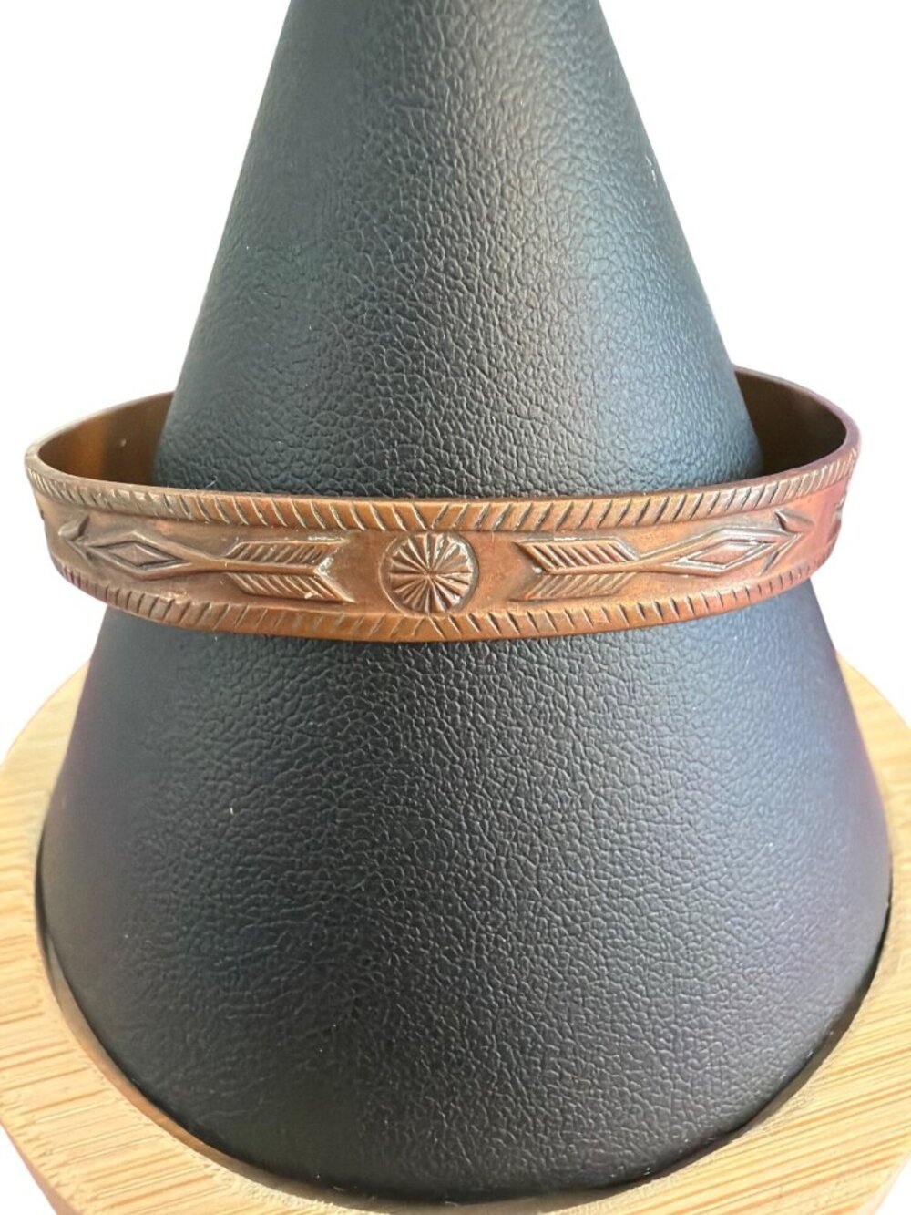 Vintage Copper Bell Engraved Cuff Bracelet Native American Sz 6.5" Estate 8.6g